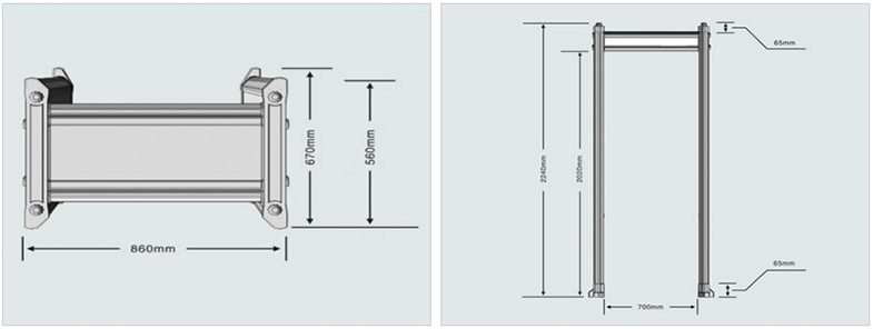 MD-600Z Walk Through Metal Detector Drawing